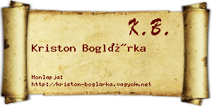 Kriston Boglárka névjegykártya